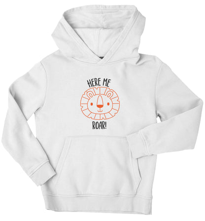 Hear me roar children's white hoodie 12-13 Years
