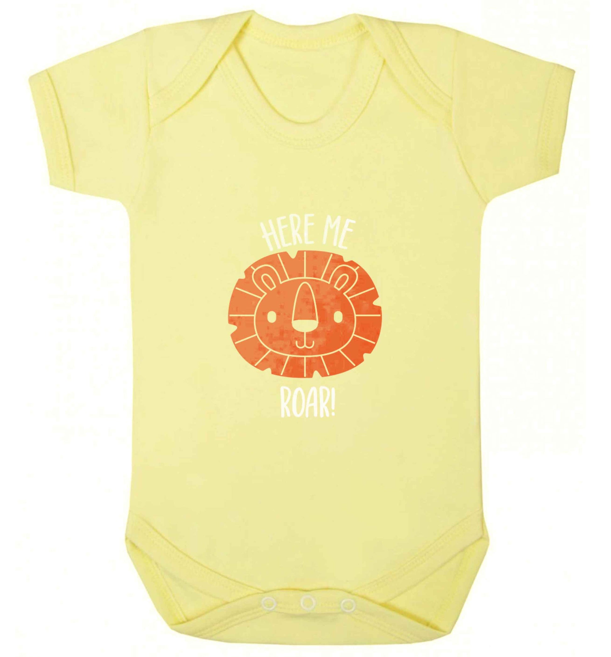 Hear me roar baby vest pale yellow 18-24 months