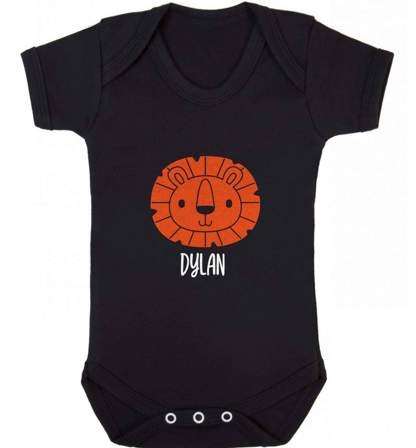 Personalised lion baby vest black 18-24 months