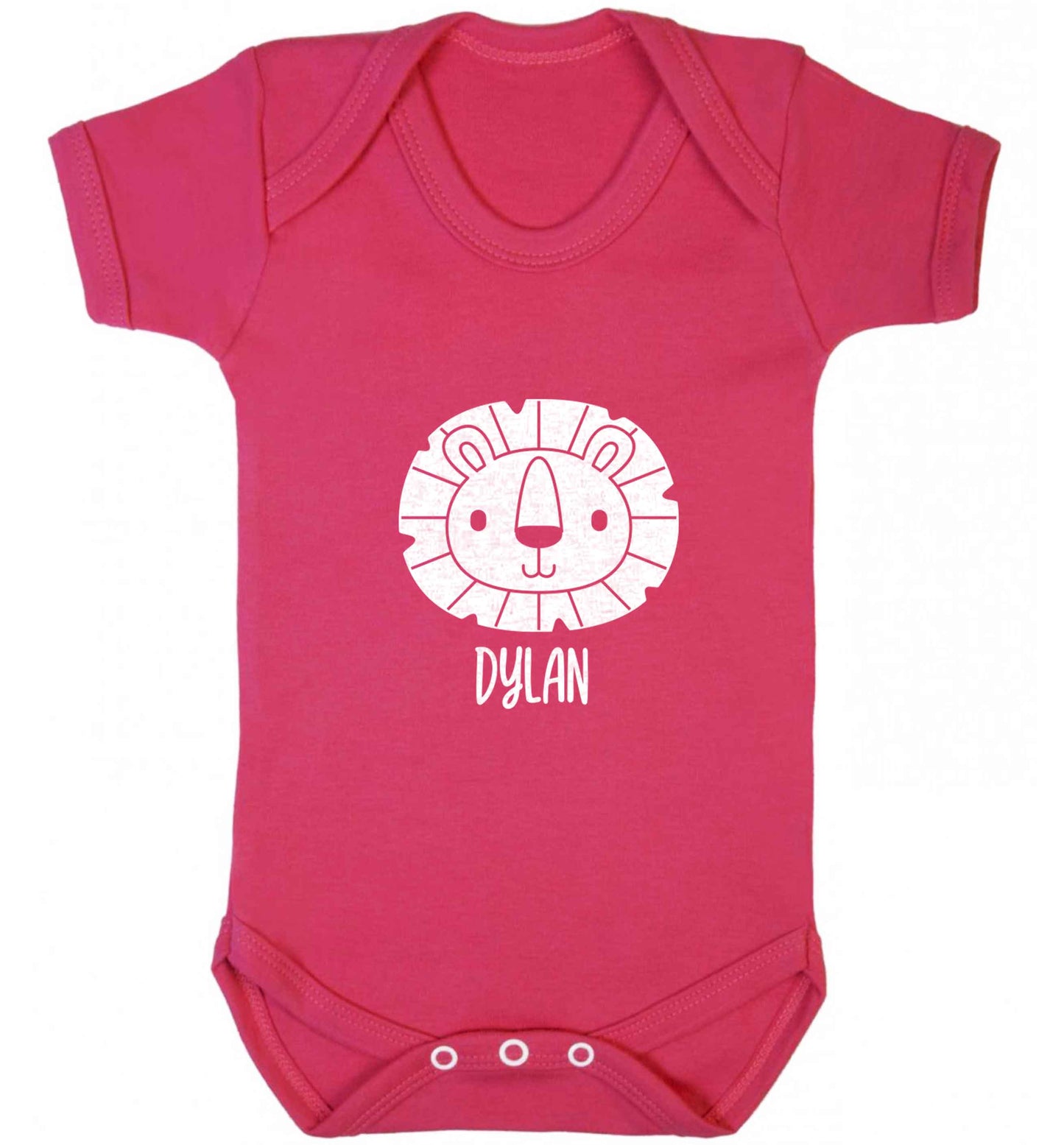 Personalised lion baby vest dark pink 18-24 months