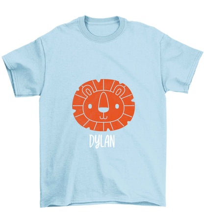 Personalised lion Children's light blue Tshirt 12-13 Years