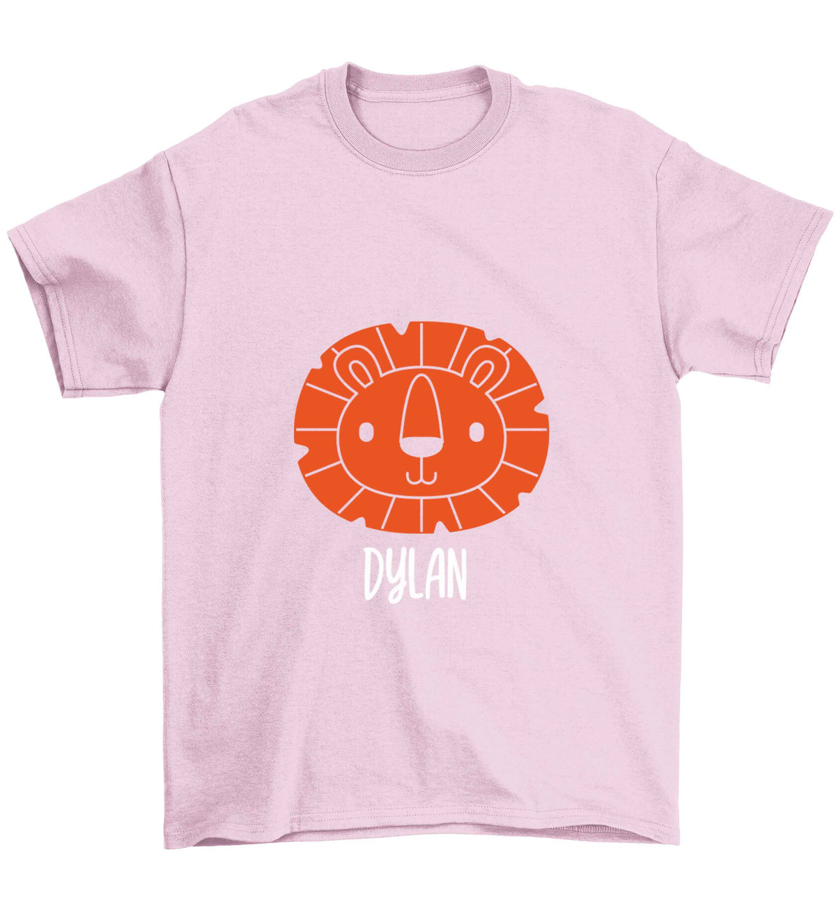 Personalised lion Children's light pink Tshirt 12-13 Years