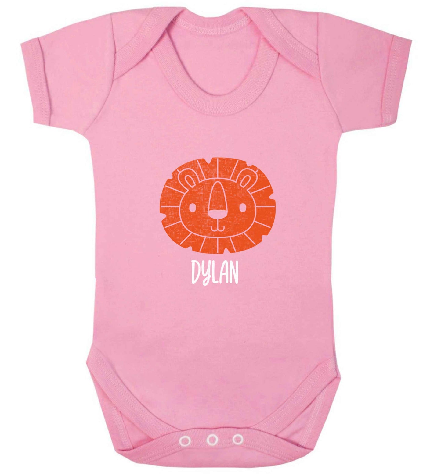 Personalised lion baby vest pale pink 18-24 months