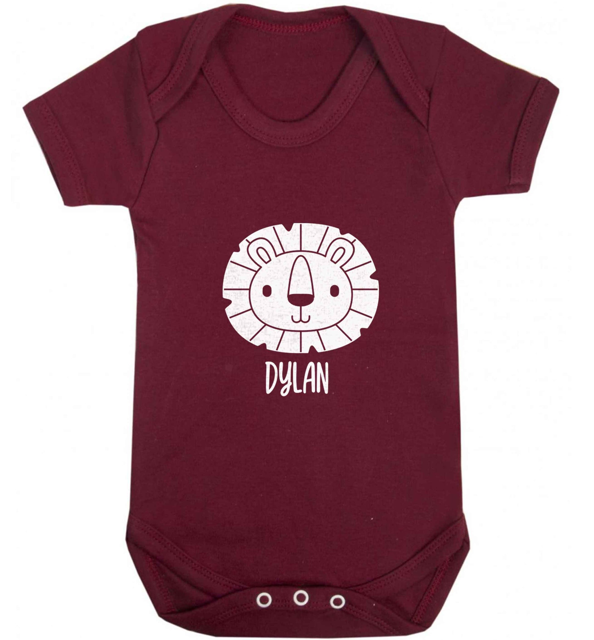 Personalised lion baby vest maroon 18-24 months