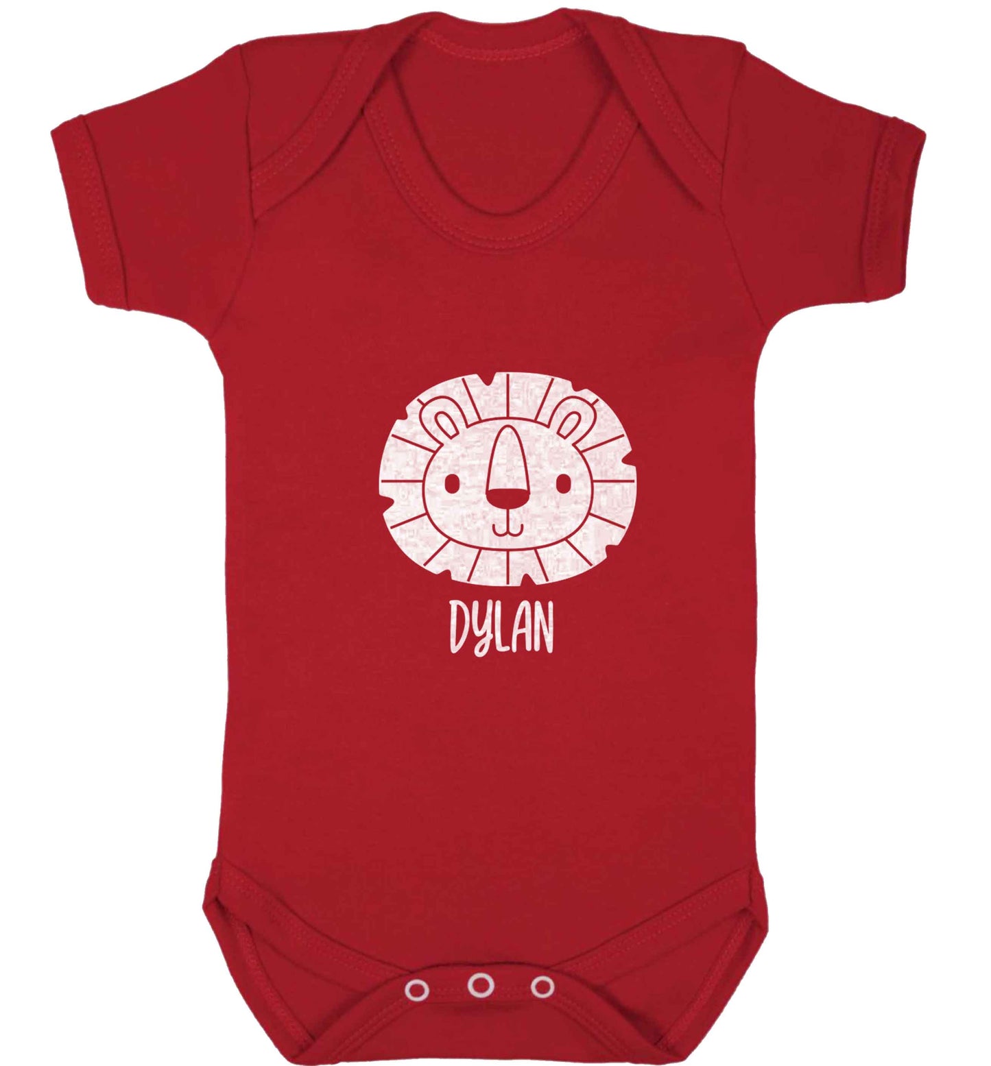 Personalised lion baby vest red 18-24 months