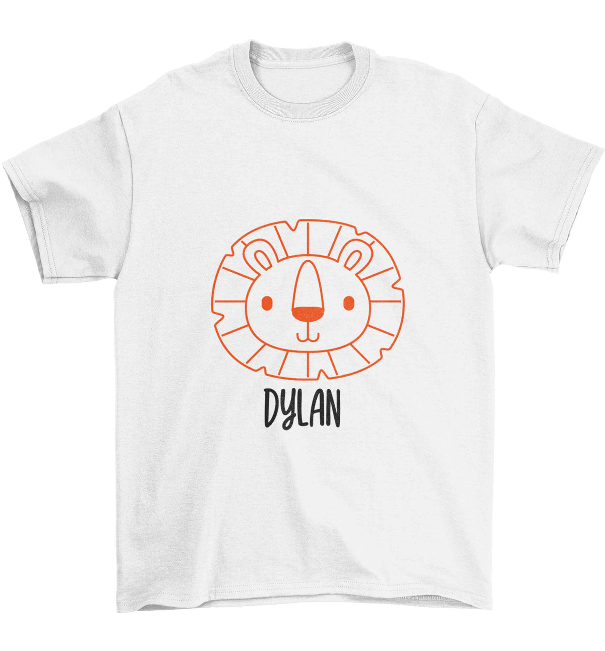 Personalised lion Children's white Tshirt 12-13 Years