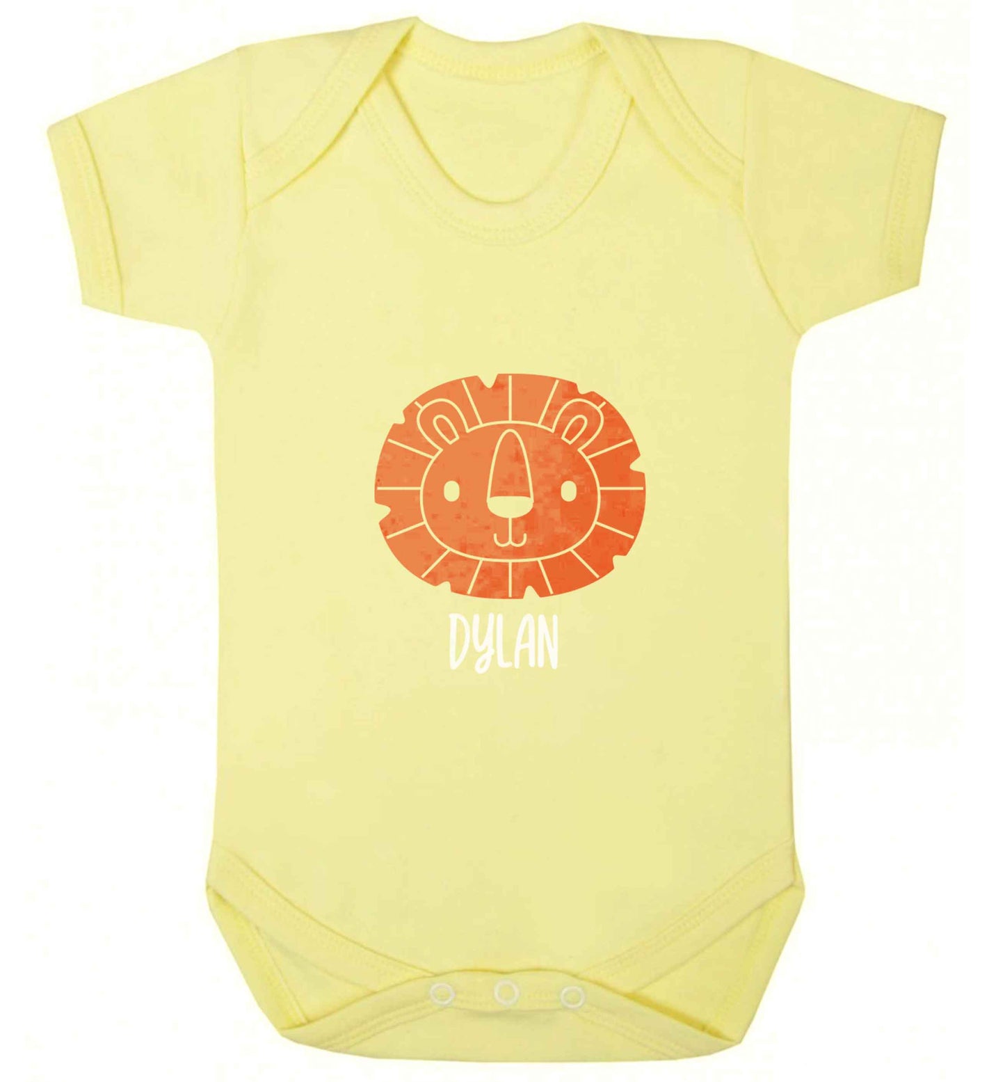 Personalised lion baby vest pale yellow 18-24 months