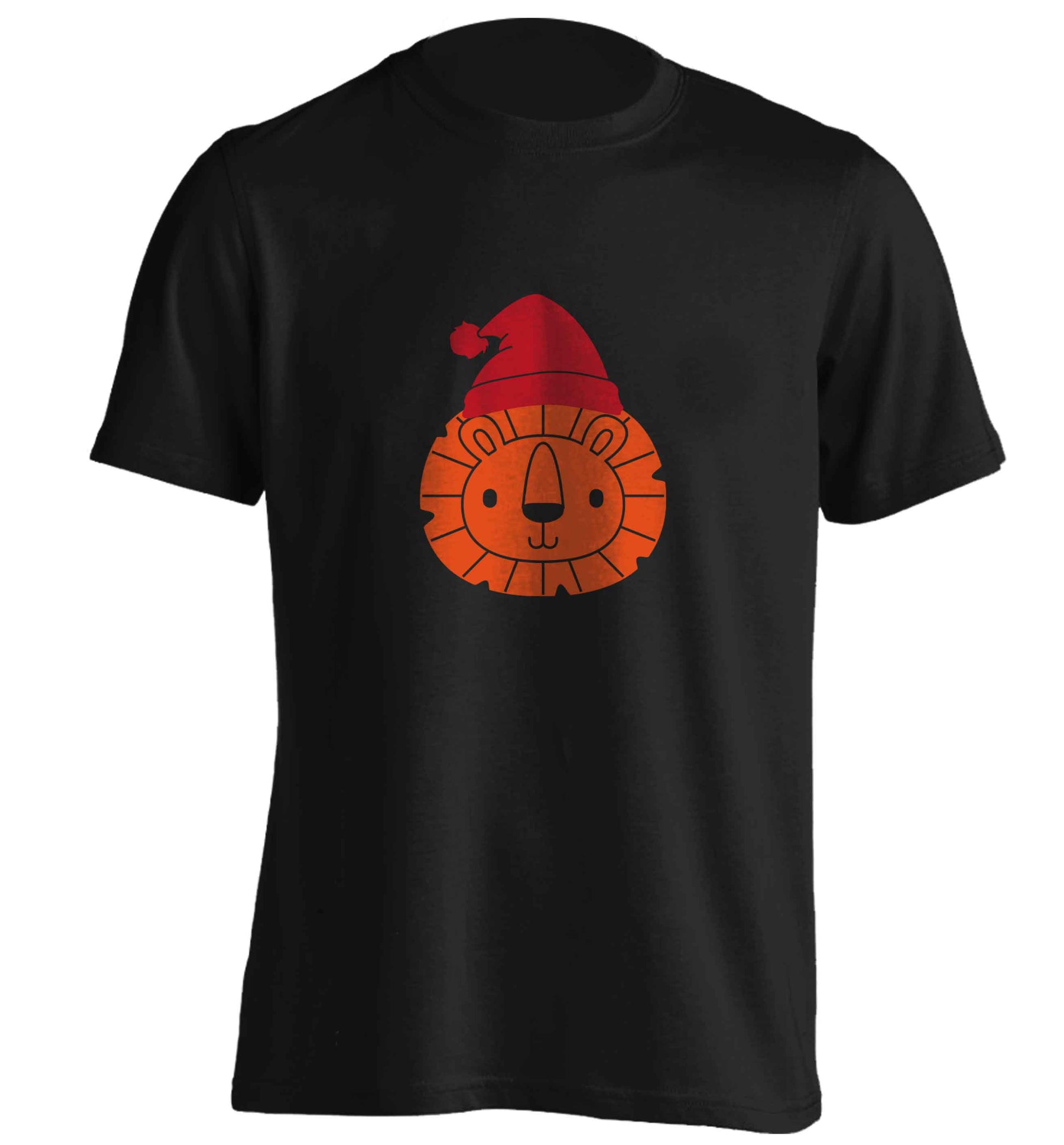 Santa lion adults unisex black Tshirt 2XL
