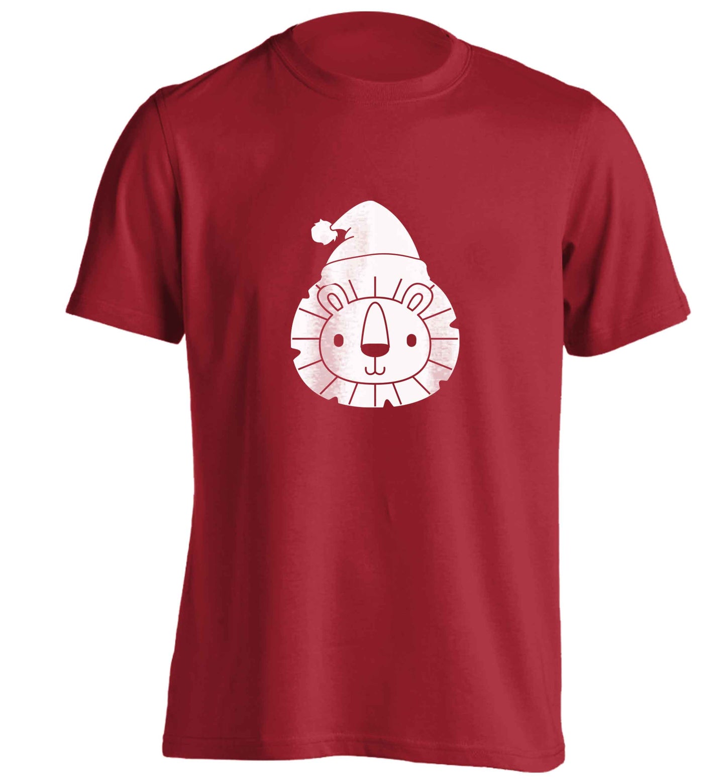 Santa lion adults unisex red Tshirt 2XL