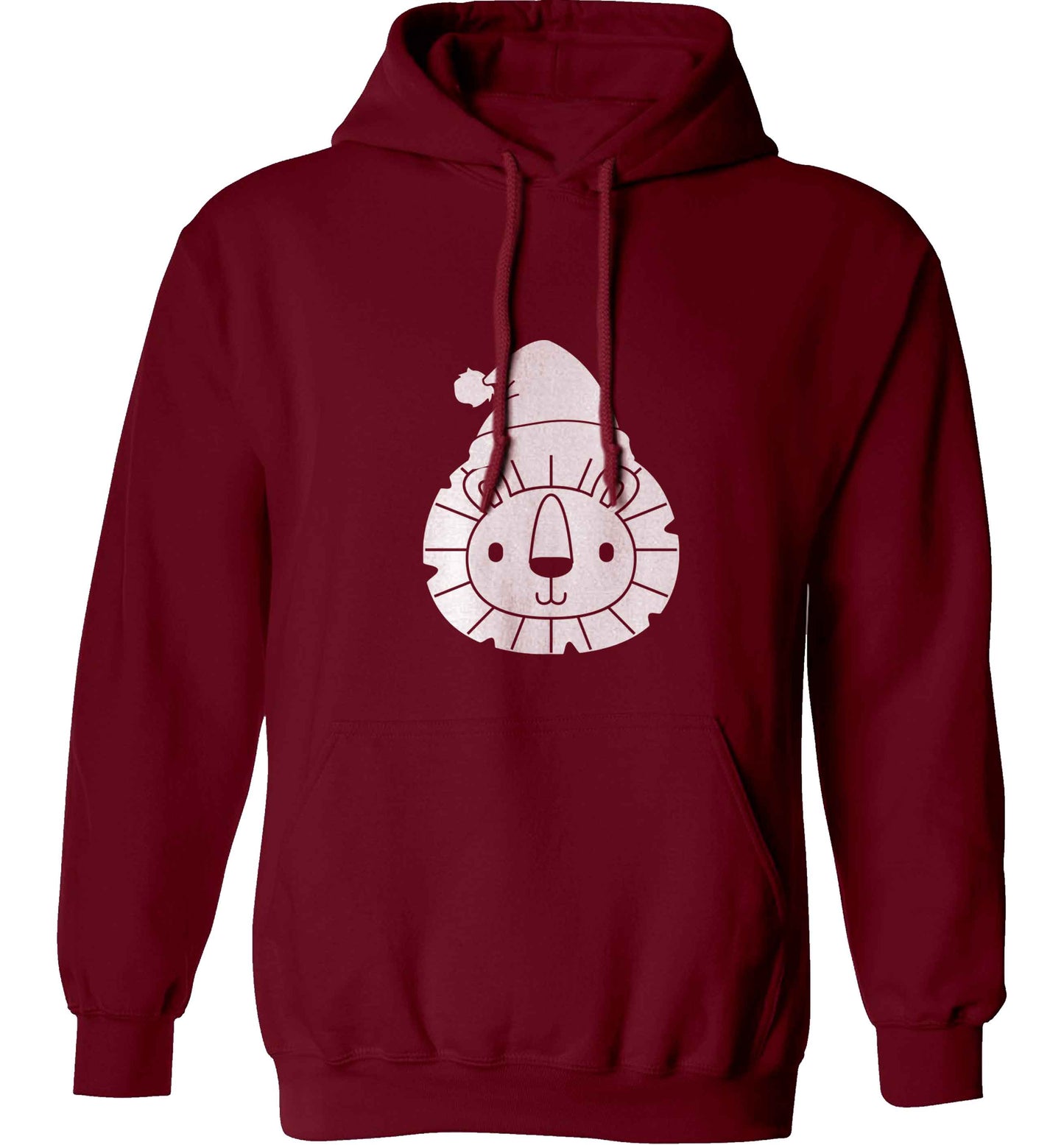 Santa lion adults unisex maroon hoodie 2XL