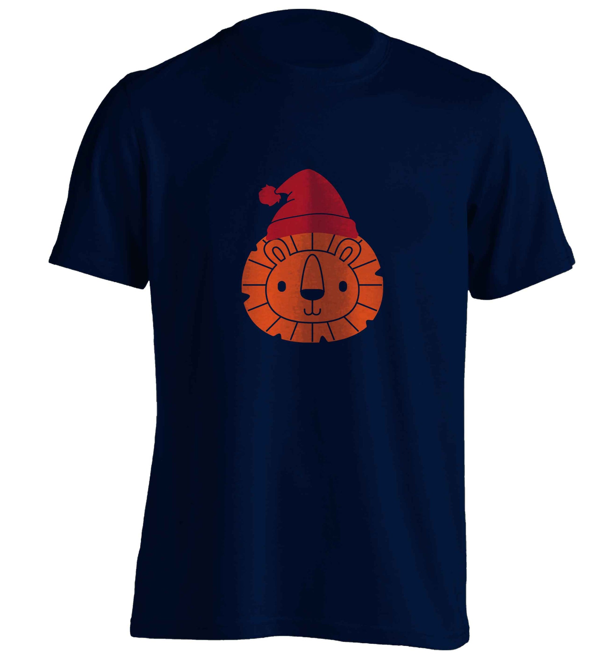 Santa lion adults unisex navy Tshirt 2XL