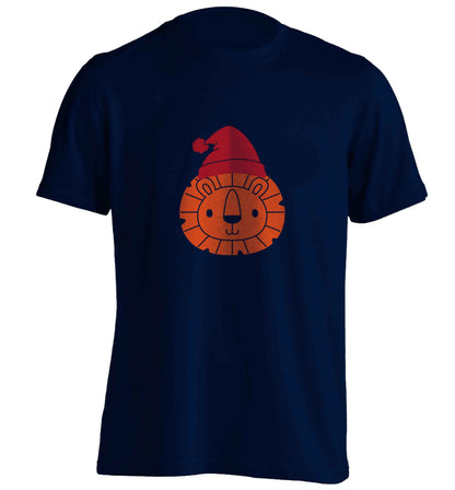Santa lion adults unisex navy Tshirt 2XL