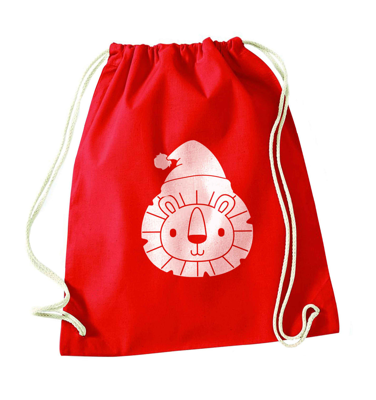 Santa lion red drawstring bag 