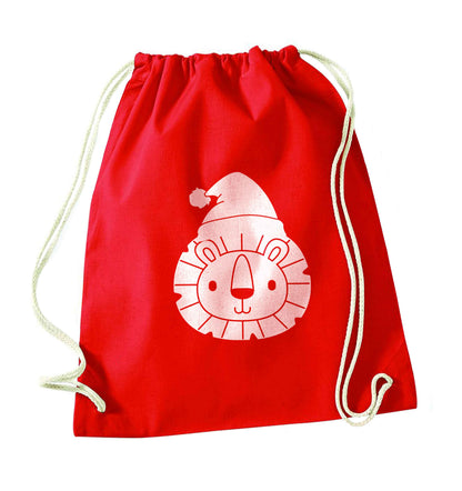 Santa lion red drawstring bag 