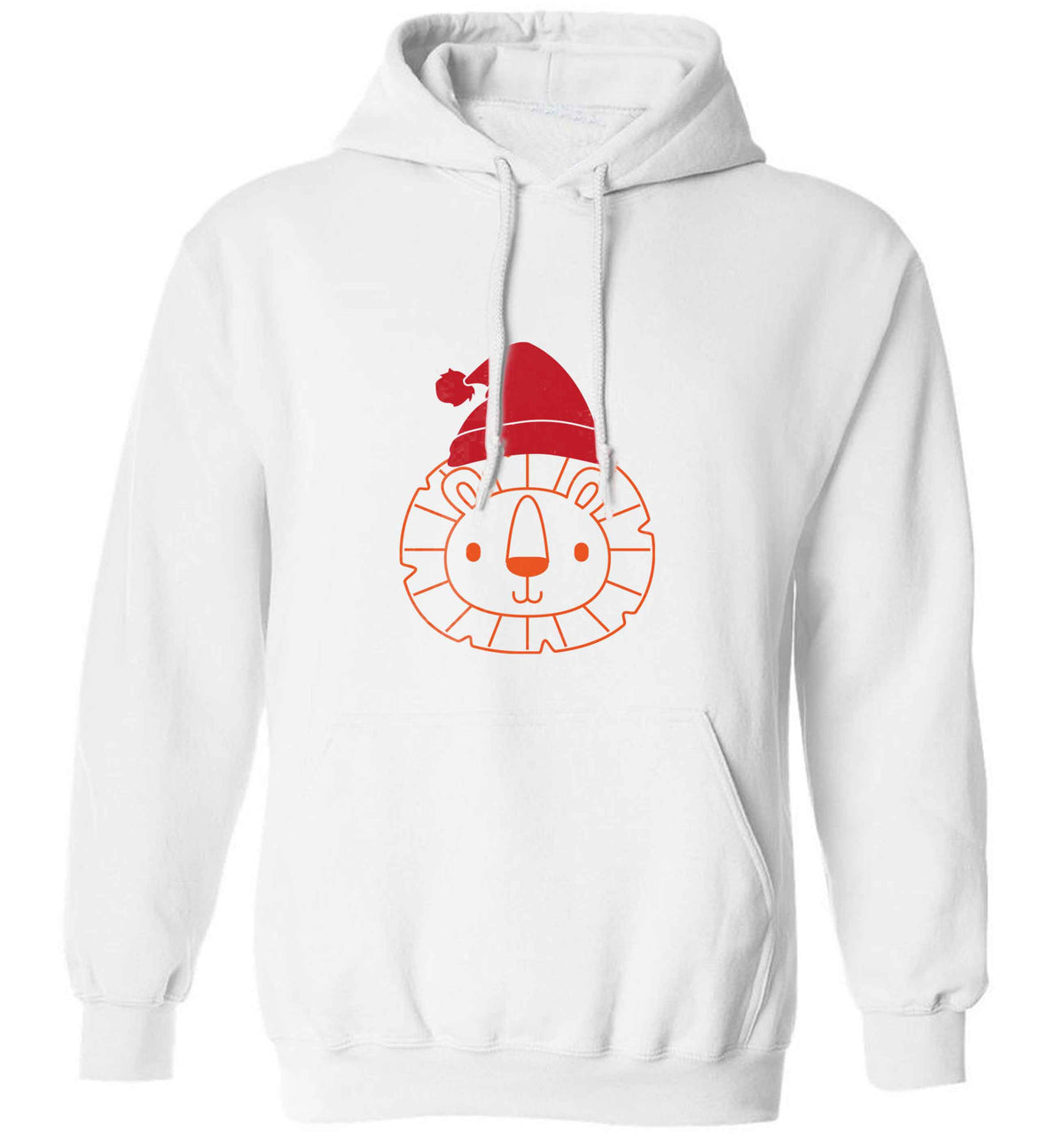 Santa lion adults unisex white hoodie 2XL
