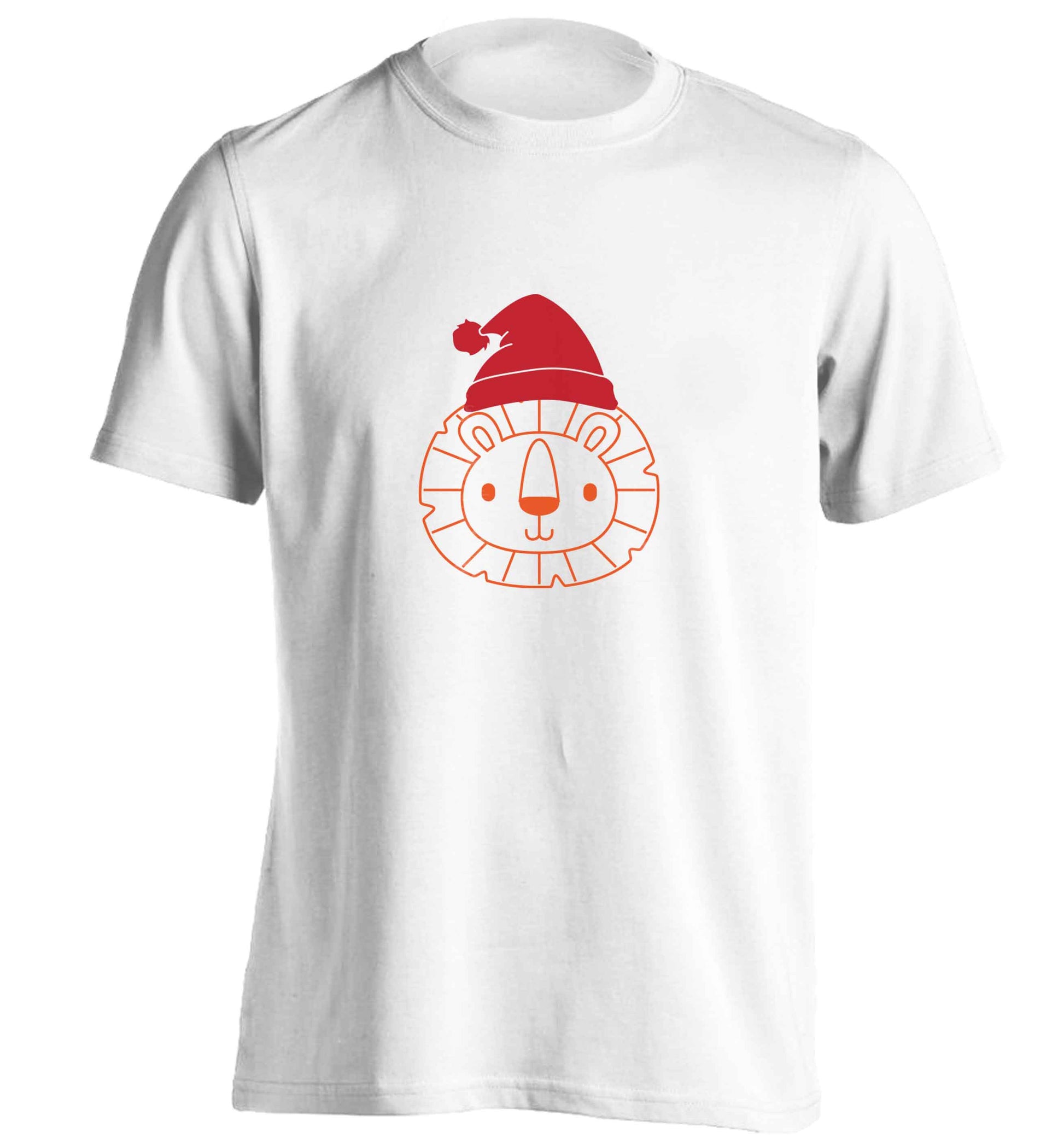 Santa lion adults unisex white Tshirt 2XL