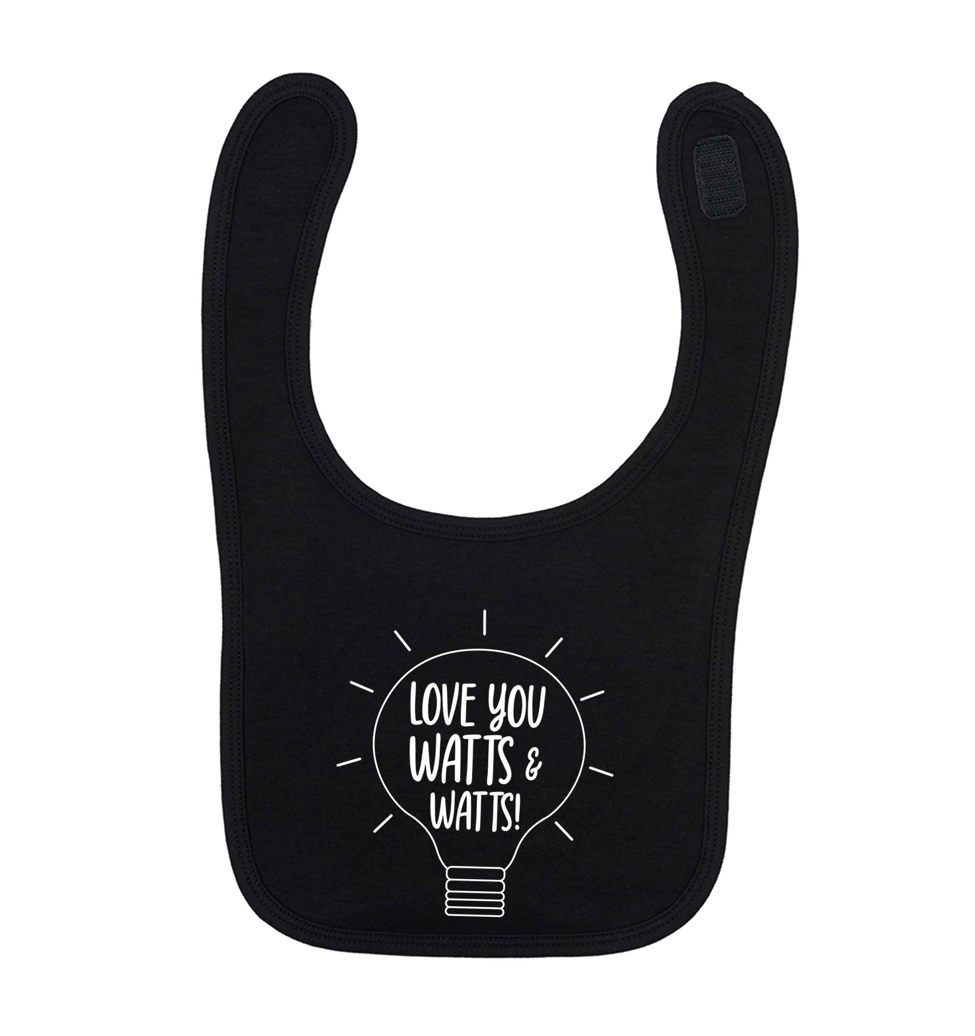 I love you watts and watts black baby bib