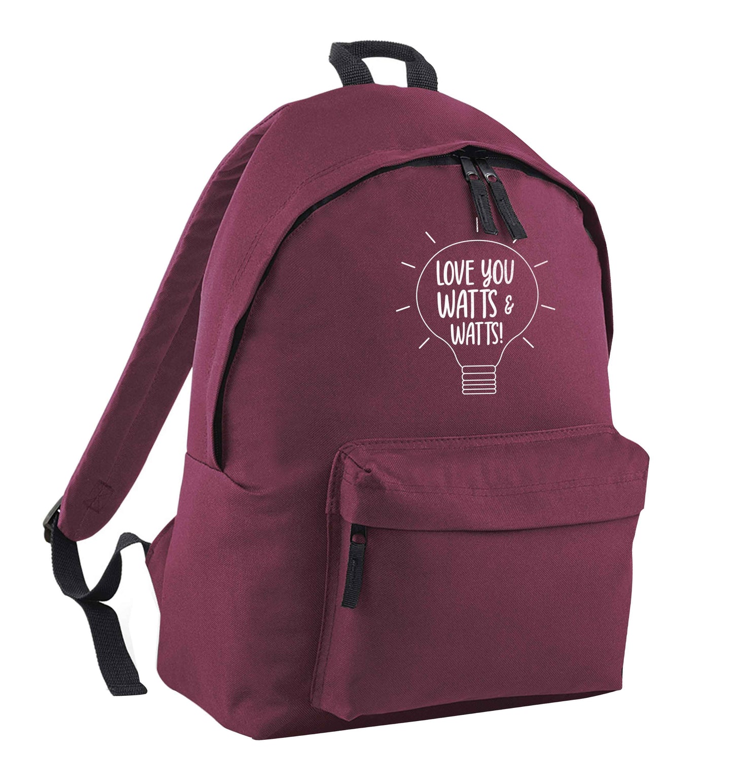 I love you watts and watts maroon adults backpack