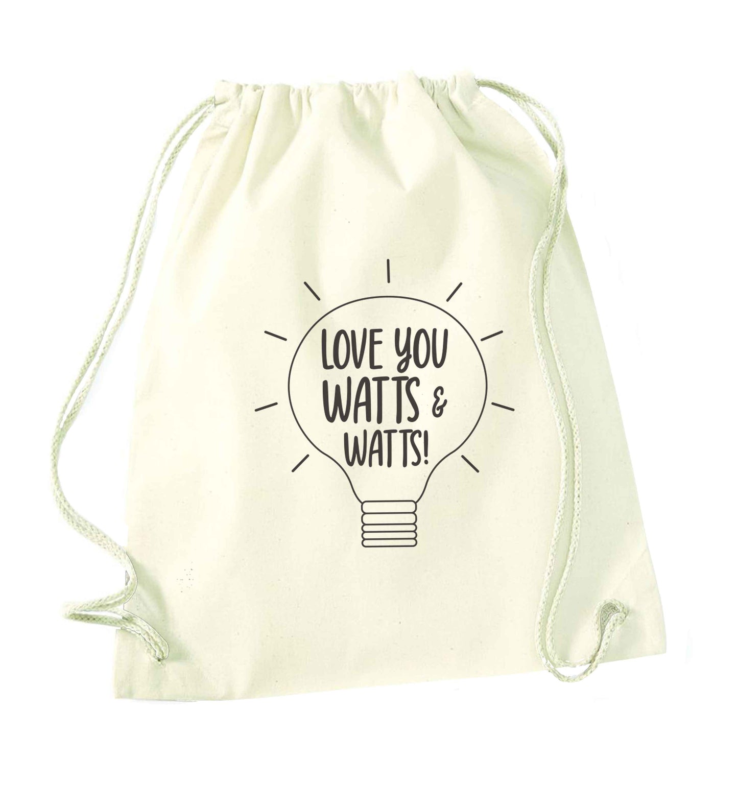 I love you watts and watts natural drawstring bag
