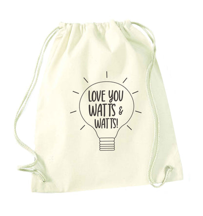 I love you watts and watts natural drawstring bag