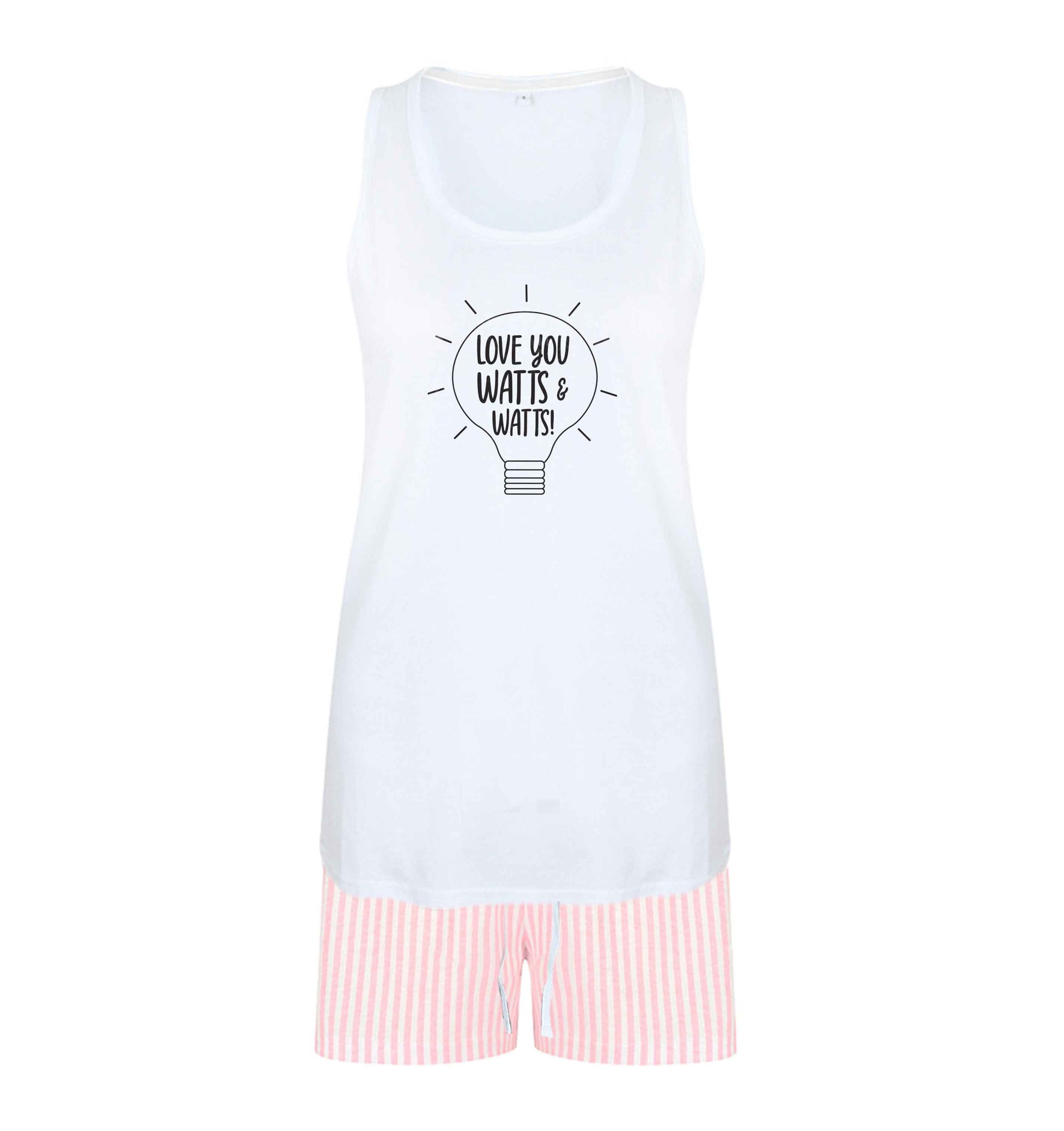 I love you watts and watts size XL women's pyjama shorts set in pink 