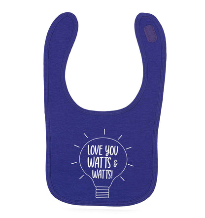 I love you watts and watts purple baby bib