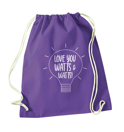 I love you watts and watts purple drawstring bag