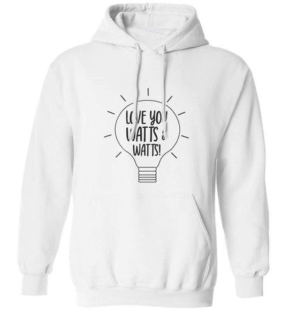I love you watts and watts adults unisex white hoodie 2XL