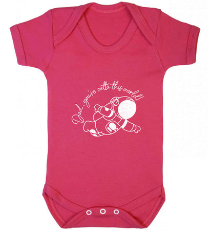 Dad, you're outta this world baby vest dark pink 18-24 months