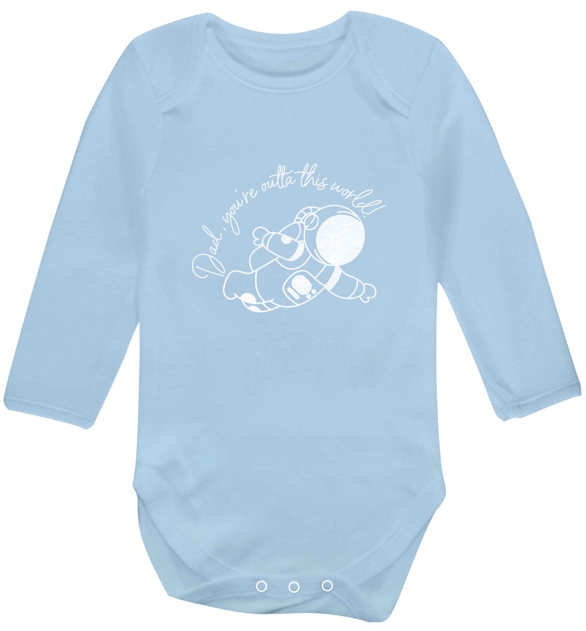 Dad, you're outta this world baby vest long sleeved pale blue 6-12 months
