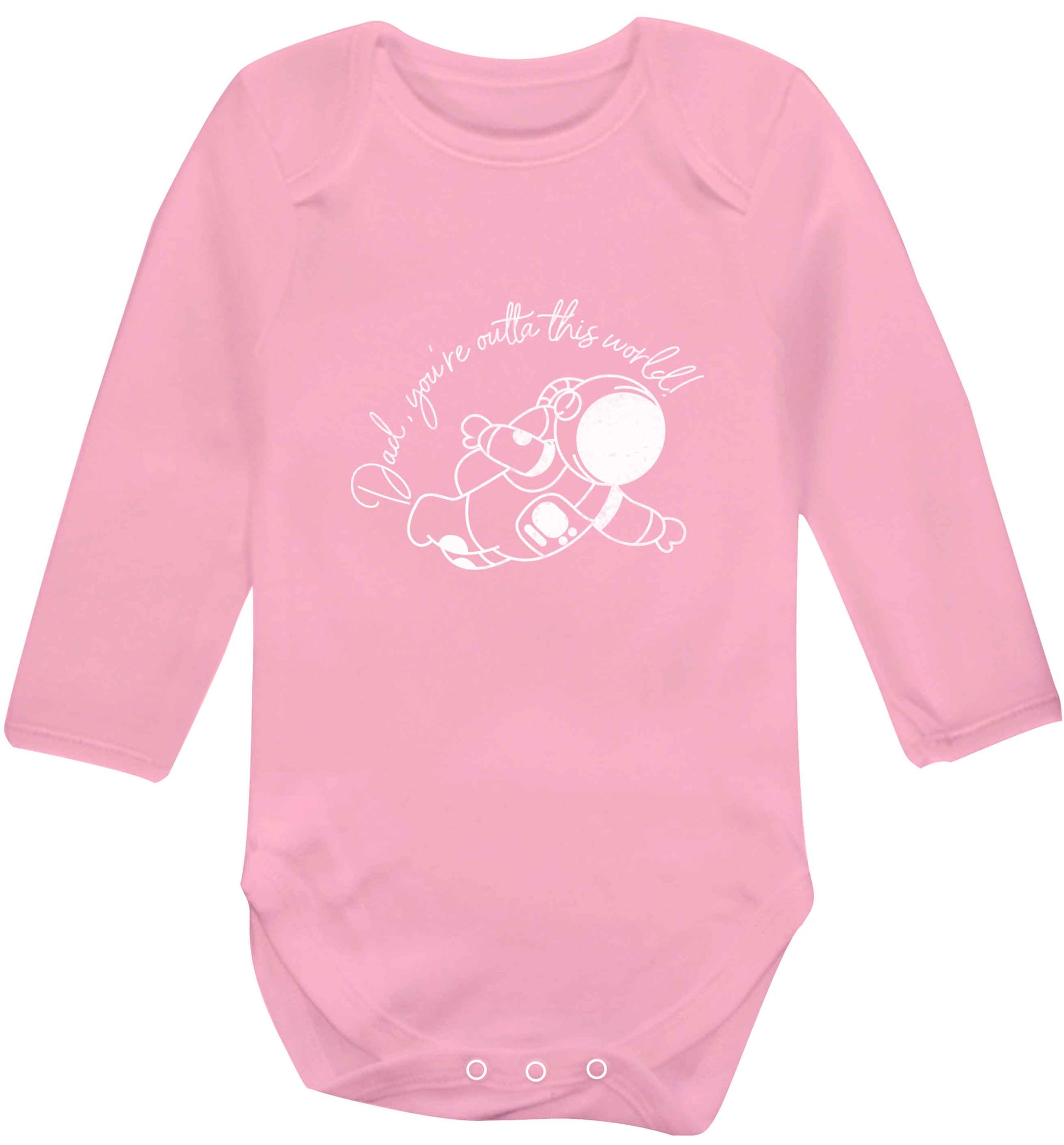 Dad, you're outta this world baby vest long sleeved pale pink 6-12 months