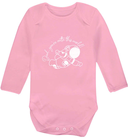 Dad, you're outta this world baby vest long sleeved pale pink 6-12 months