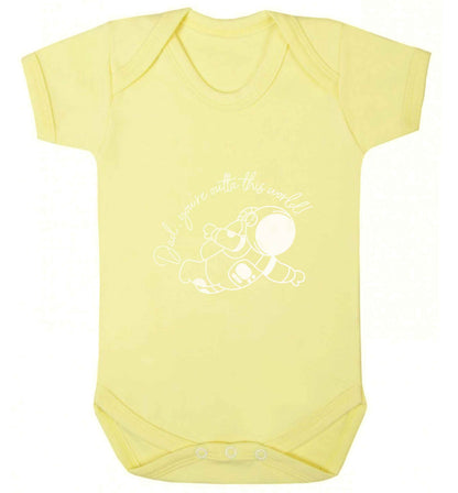 Dad, you're outta this world baby vest pale yellow 18-24 months
