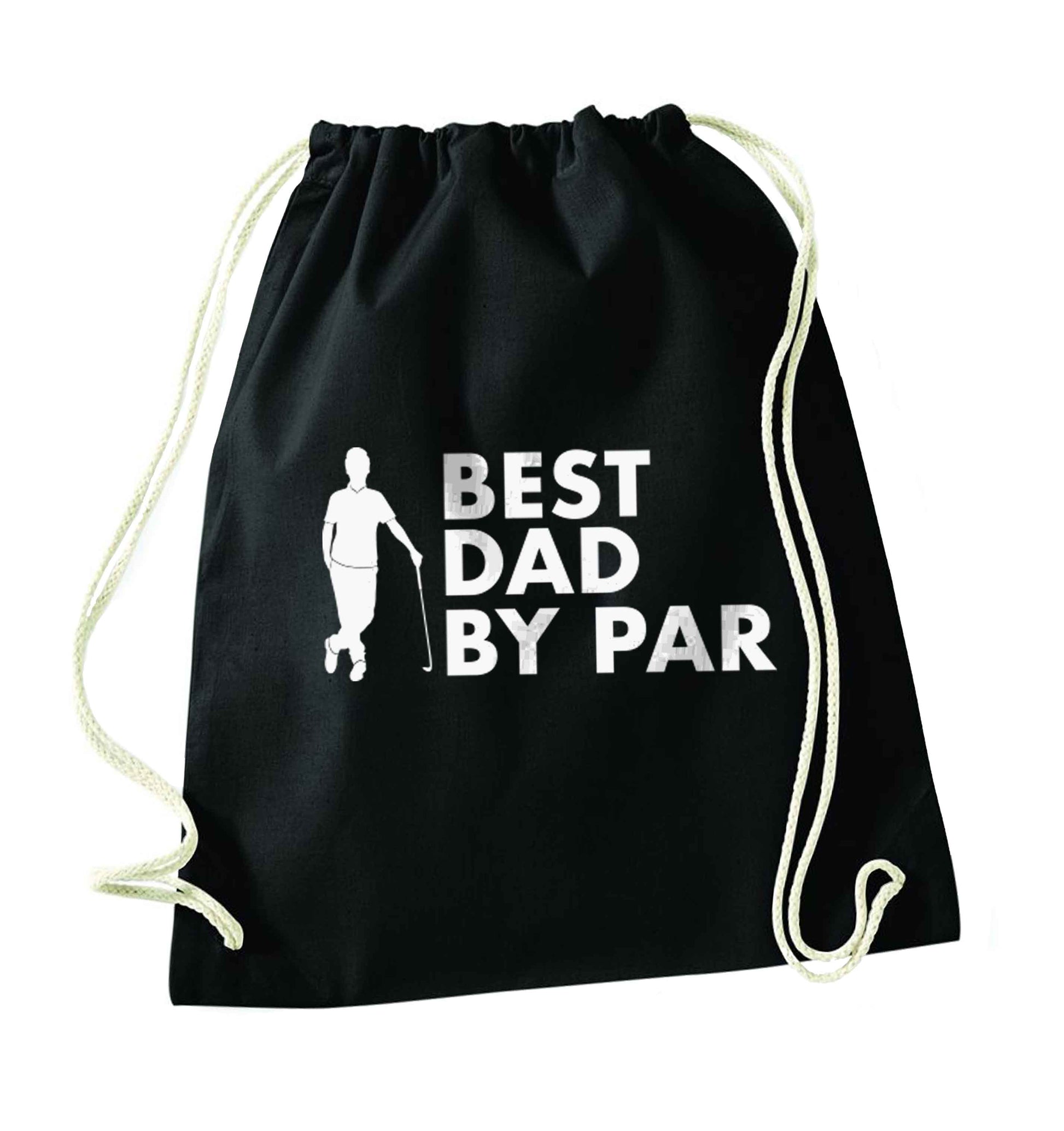 Best dad by par black drawstring bag