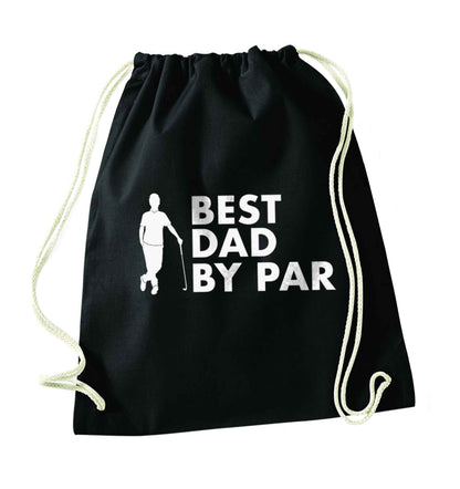 Best dad by par black drawstring bag