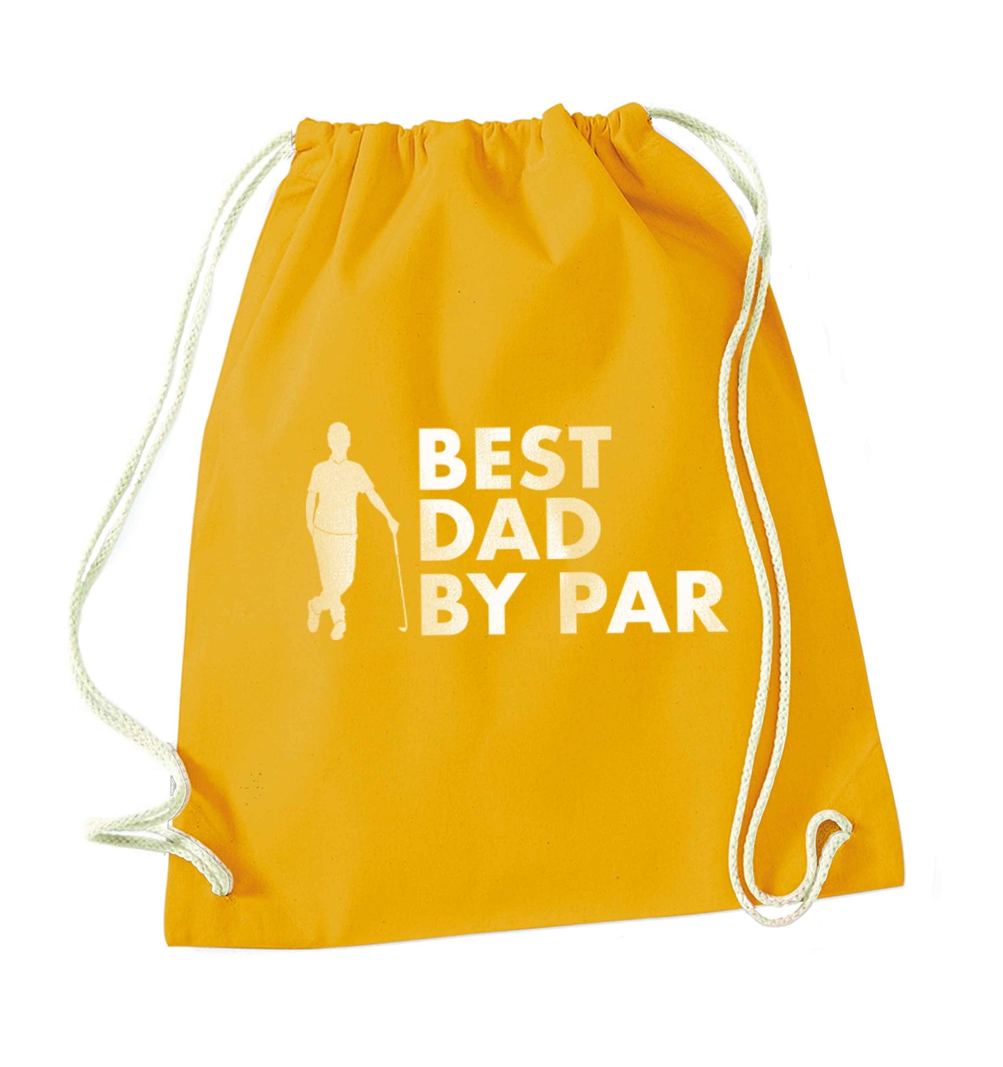 Best dad by par mustard drawstring bag