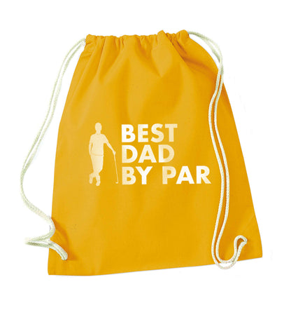Best dad by par mustard drawstring bag