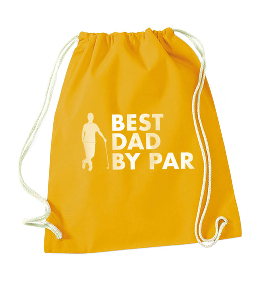Best dad by par mustard drawstring bag