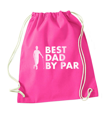 Best dad by par pink drawstring bag