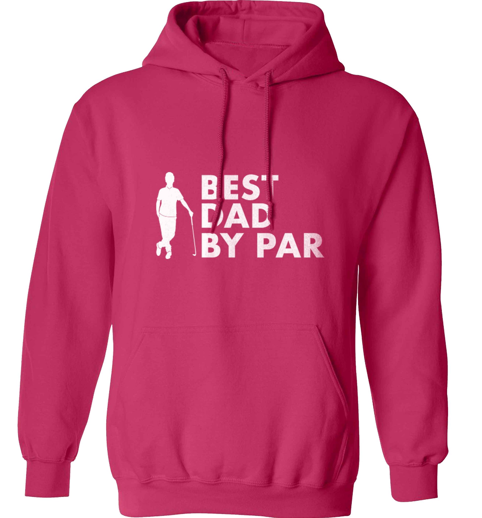 Best dad by par adults unisex pink hoodie 2XL
