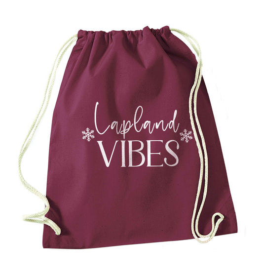 Lapland vibes maroon drawstring bag