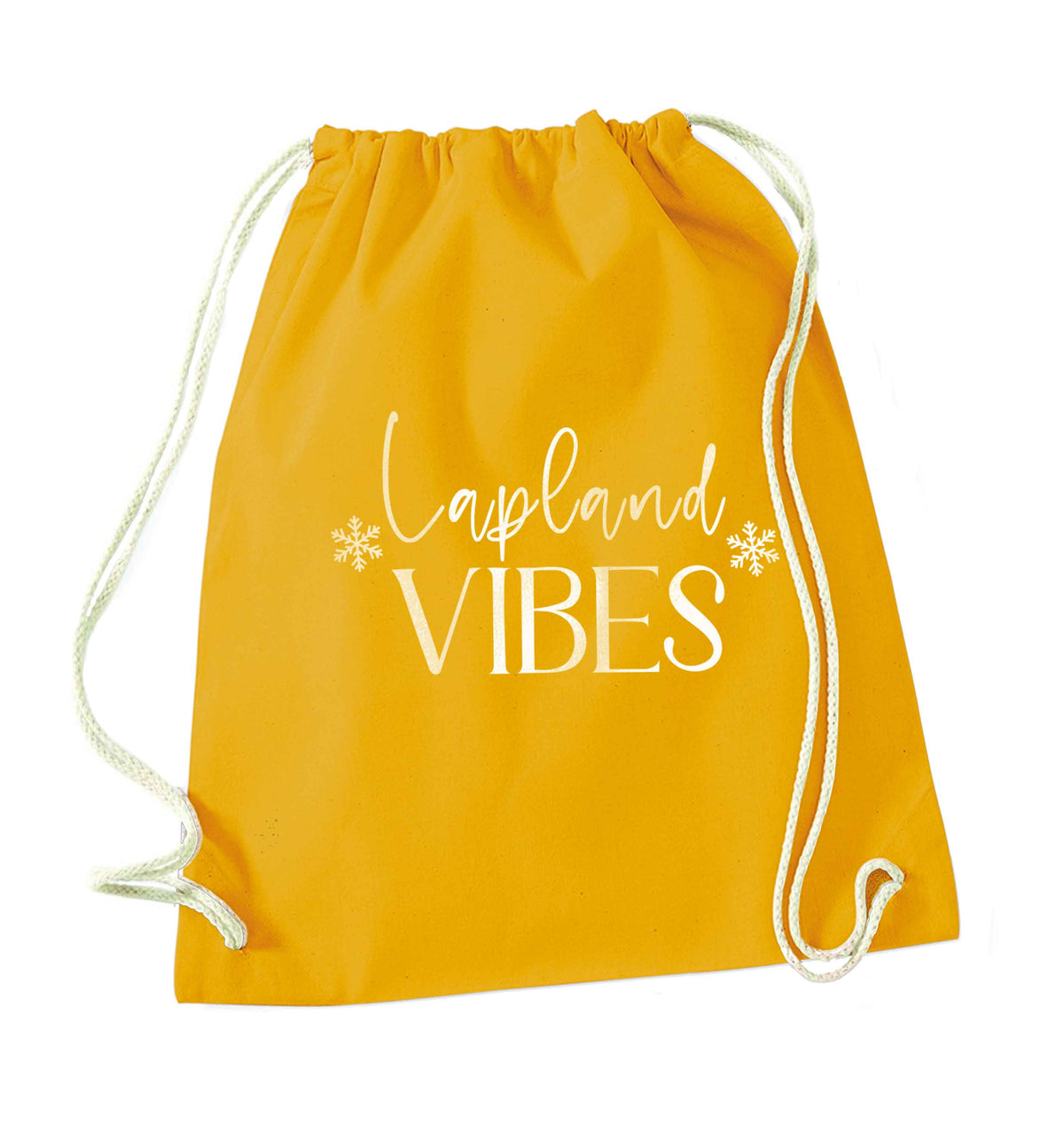 Lapland vibes mustard drawstring bag