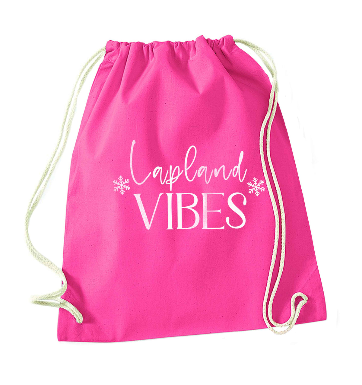 Lapland vibes pink drawstring bag