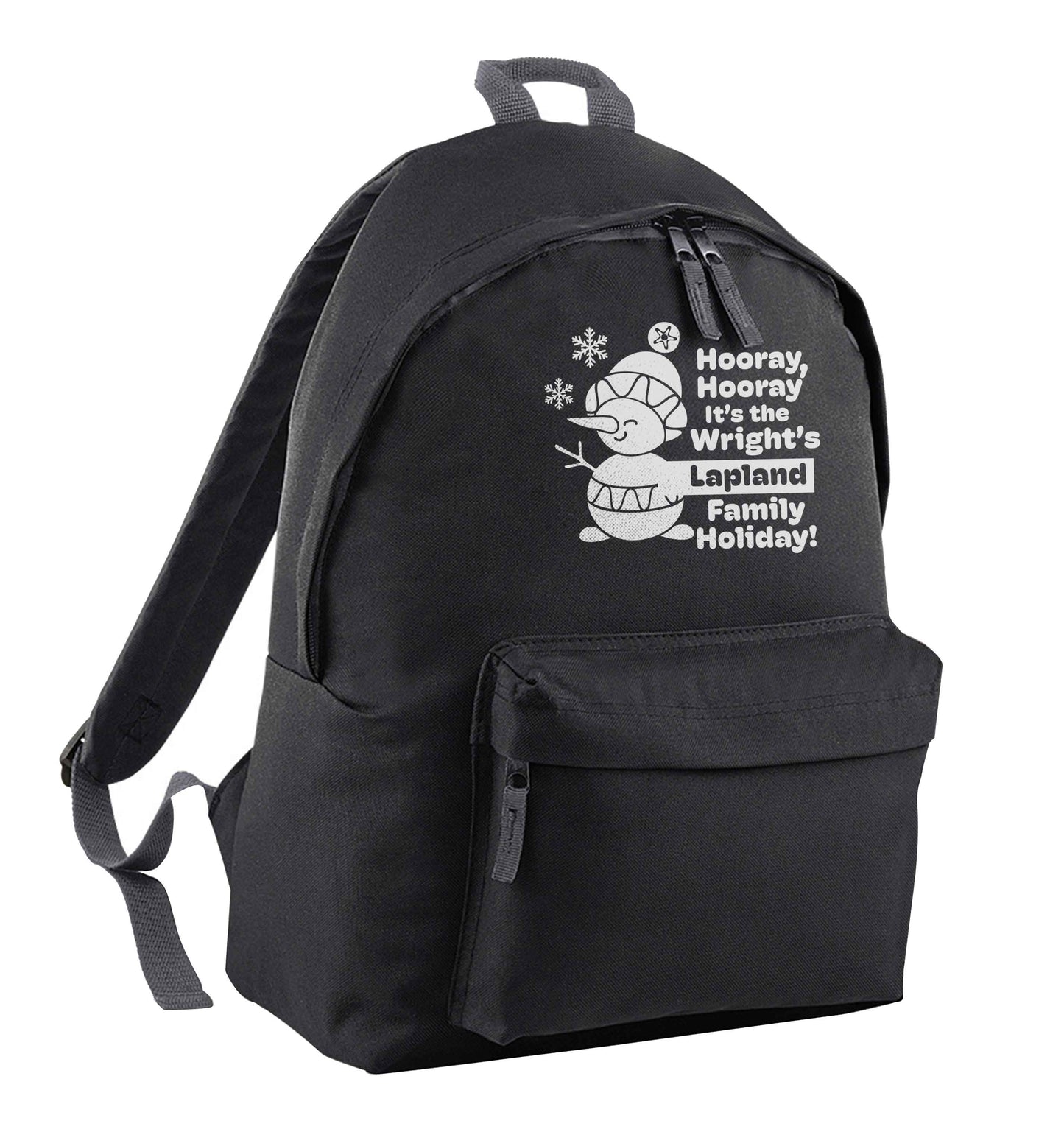 Hooray it's the personalised Lapland holiday! black adults backpack