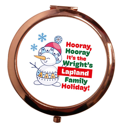 Hooray it's the personalised Lapland holiday! rose gold circle pocket mirror