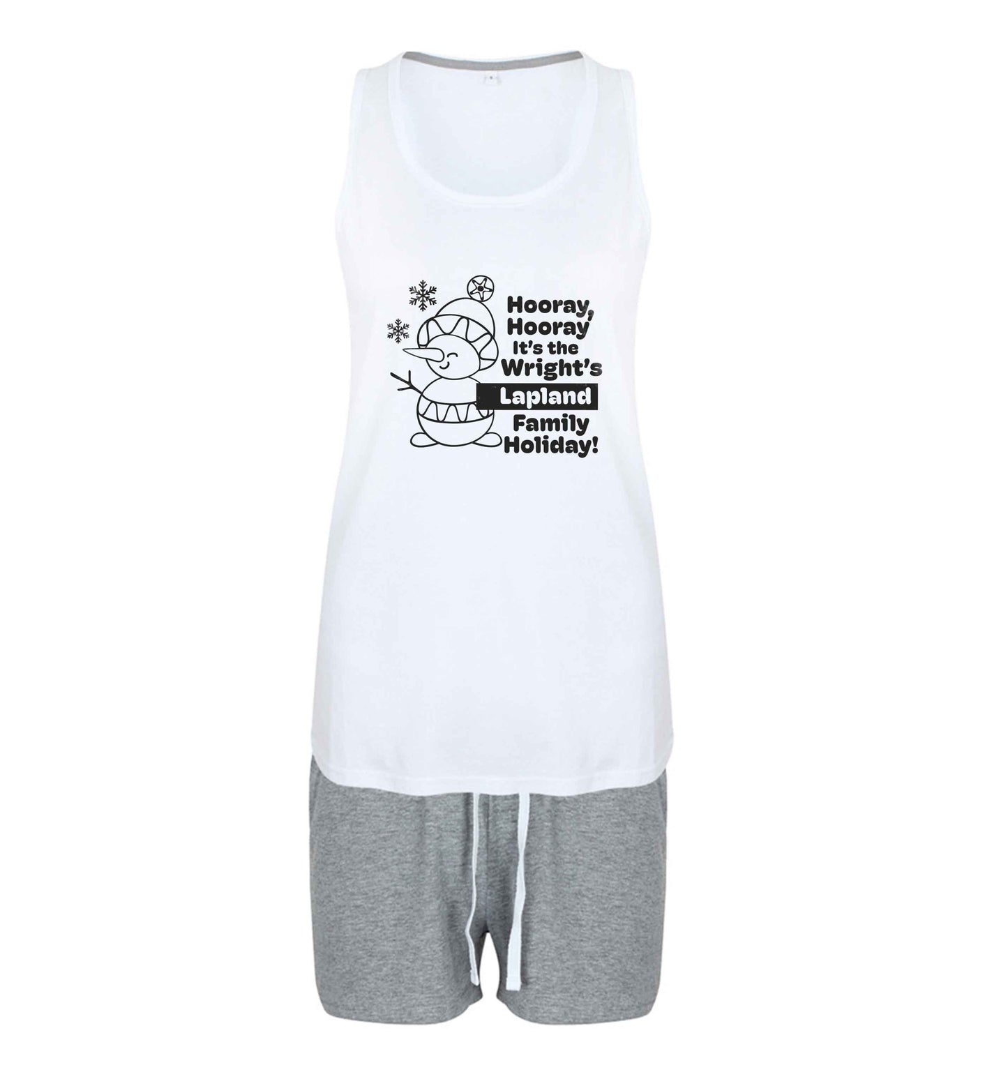 Hooray it's the personalised Lapland holiday! size XL women's pyjama shorts set in pink 