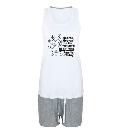 Hooray it's the personalised Lapland holiday! size XL women's pyjama shorts set in pink 