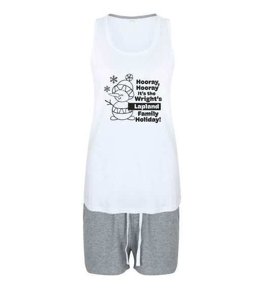 Hooray it's the personalised Lapland holiday! size XL women's pyjama shorts set in pink 