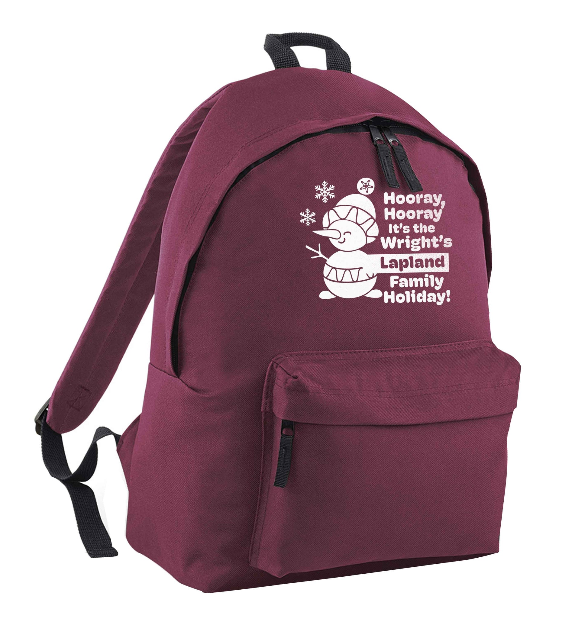 Hooray it's the personalised Lapland holiday! maroon adults backpack