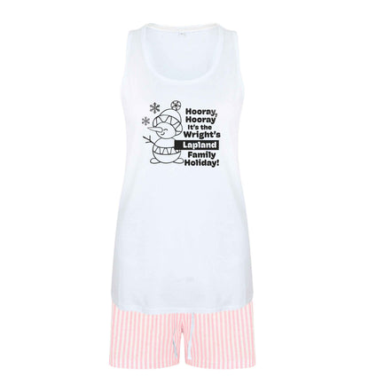 Hooray it's the personalised Lapland holiday! size XL women's pyjama shorts set in pink 